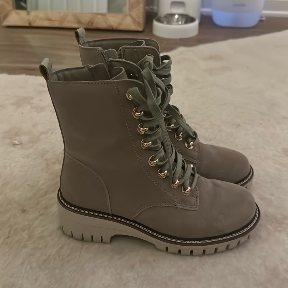 Cute taupe combat boots